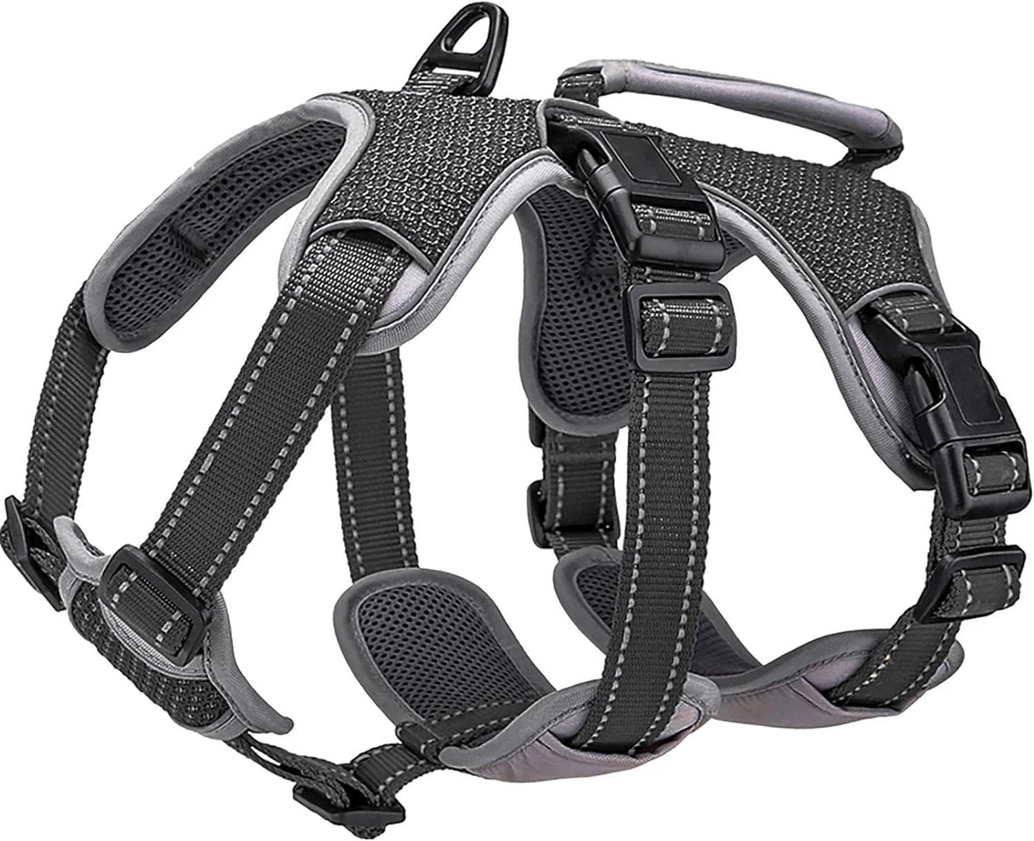 Outstanding BELPRO Multi-Use Dog Harness — Escape-Proof No-Pull Reflective Vest for Large Active Dogs Black L Detailed