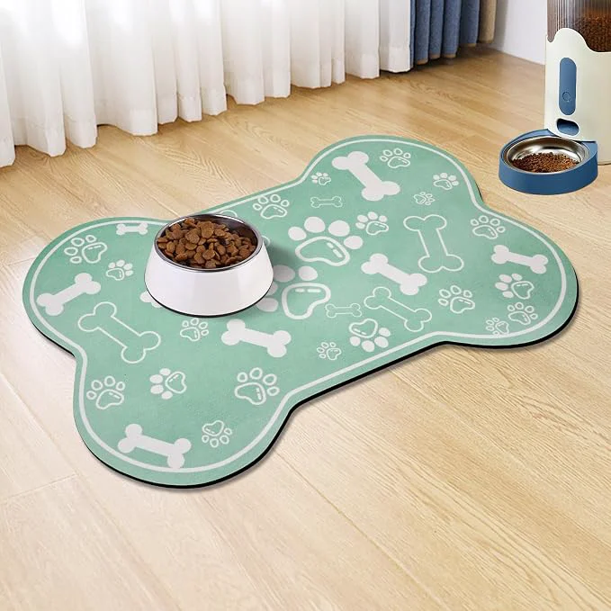 Trusted Dog Cat Mat for Food and Water Rapid Absorbent Pet Feeding Mat Bone Shaped Fine Crafted