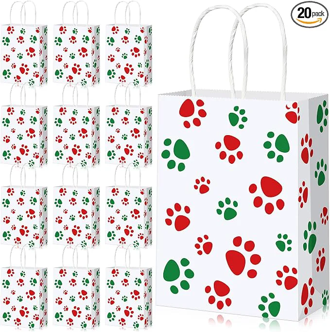 Reliable Blulu 20 Pcs Christmas Red Green Puppy Dog Paw Gift Bags Secure