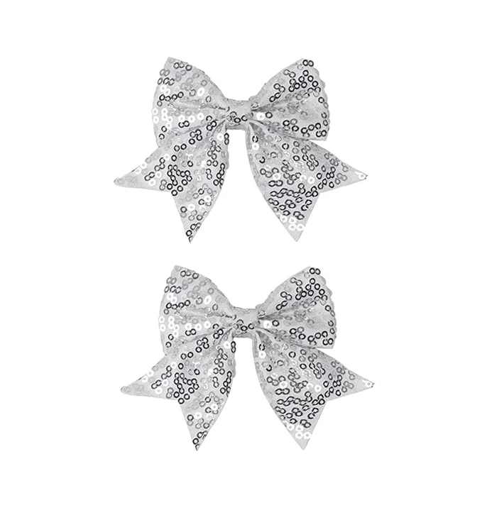Soft 3-inch Sequined Bow Hair Clips For Baby Girls Kids and Young Women Birthday Detailed