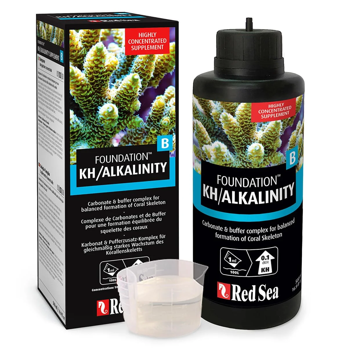 High-Performance Red Sea Reef Foundation B Alkalinity KH Supplement 1000ml – Supports Coral Skeletons in Reef Marine Aquariums Effective