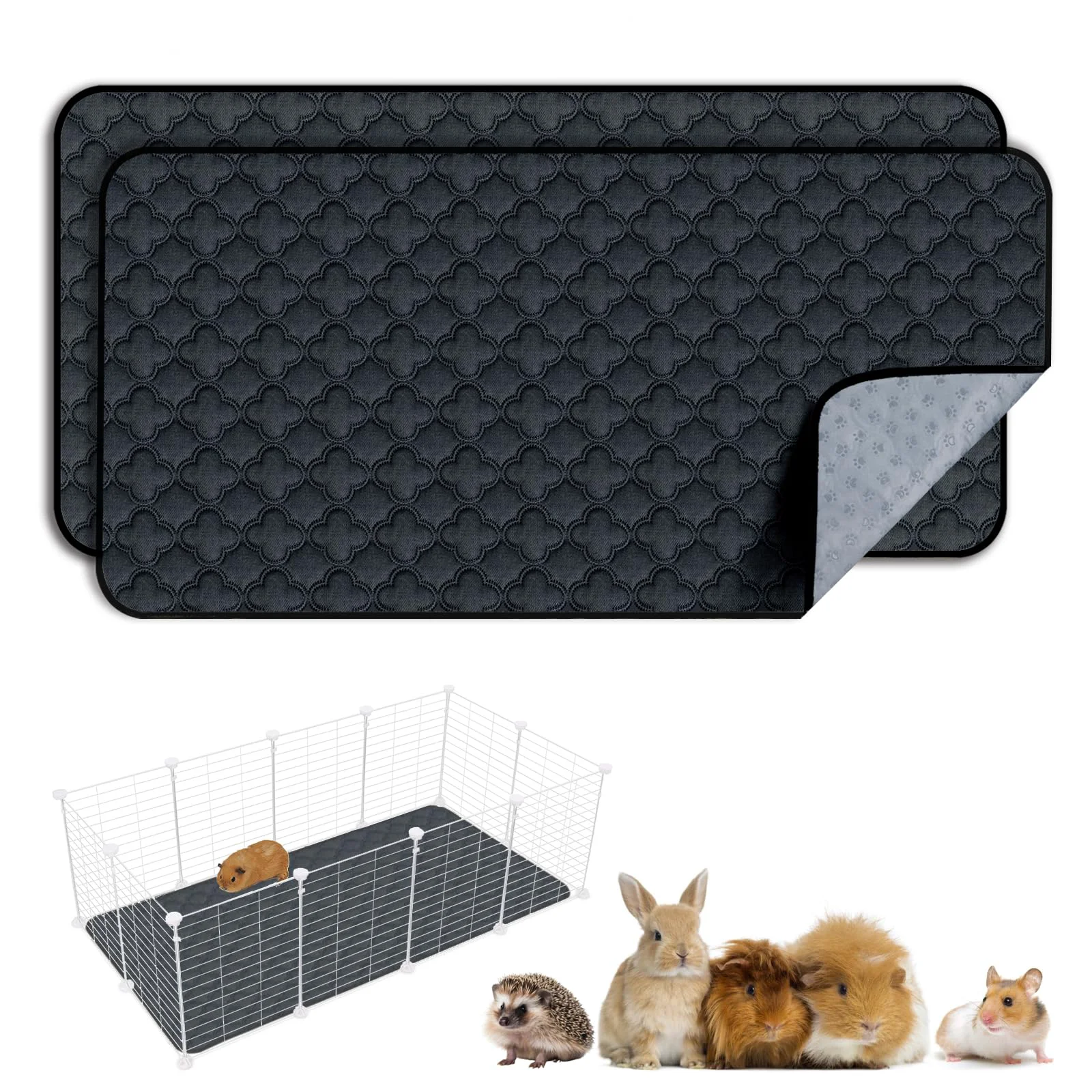 Traditional FunFurry Washable Guinea Pig Cage Liner – 2-Pack Reusable Waterproof Pee Pads Reliable