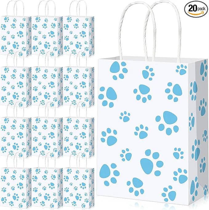 Stylish Blulu 20 Pcs Puppy Dog Paw Gift Bags Durable