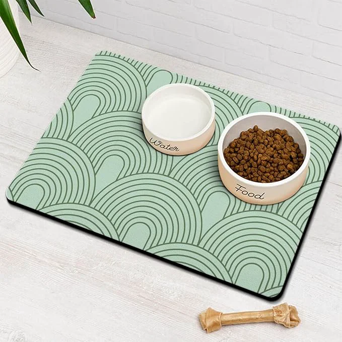 Expertly Made Dog Food Mats for Floors Absorbent Pet Cat Food Mat Refined