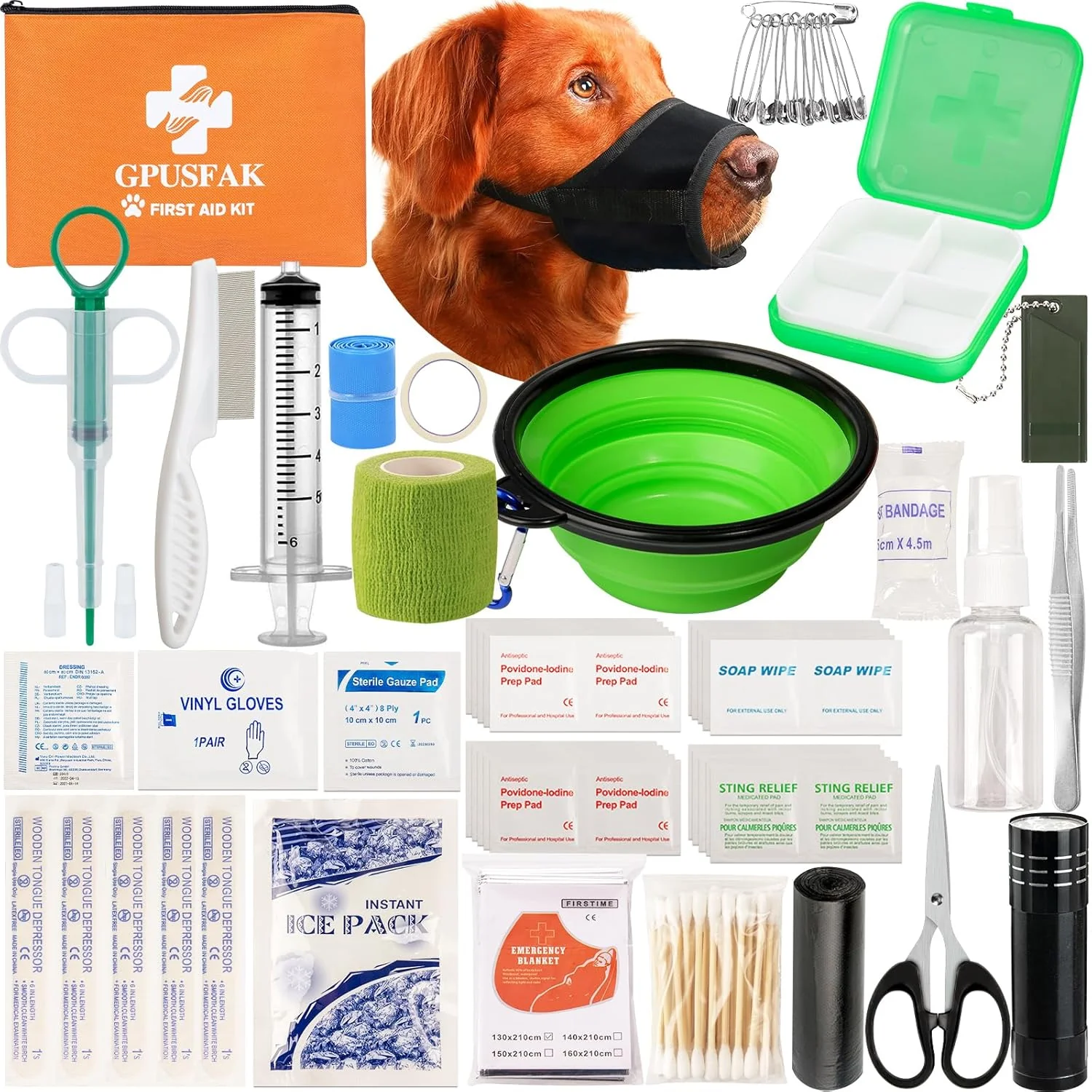 First-Class Dog First Aid Kit - Pet First Aid Kit for Dogs Pet Emergency Kit with Pets First Aid Supplies for Home Camping Hiking Traveling Recyclable
