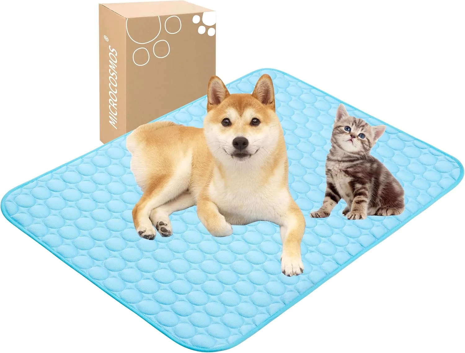 Lightweight MICROCOSMOS Summer Cooling Mat Sleeping Pad- Water Absorption Top Materials Safe Easy Carry EZ Clean. Keep Cooling for Pets Kids and Adults. Blue 40 x 28 Elite