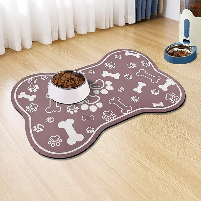 Professional Dog Cat Mat for Food and Water Rapid Absorbent Pet Feeding Mat Bone Shaped Smart