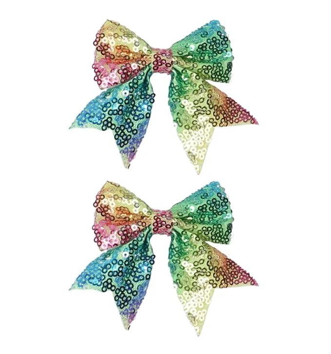 Optimized 3-inch Sequined Bow Hair Clips For Baby Girls Kids and Young Women Birthday Contemporary