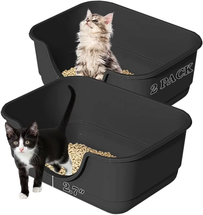 Eco-Friendly 2 Pack Low Entry Small Litter Box Healthy