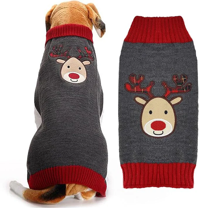 First-Class Dog Christmas Sweater Xmas Pet Clothes Cute Gray Reindeer Holiday Puppy Cat Reliable