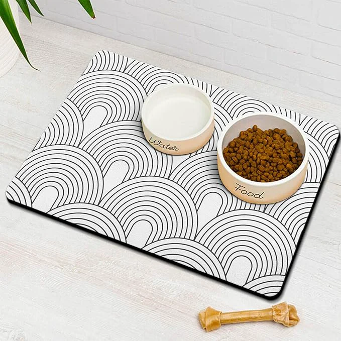 First-Class Dog Food Mats for Floors Absorbent Pet Cat Food Mat Recyclable