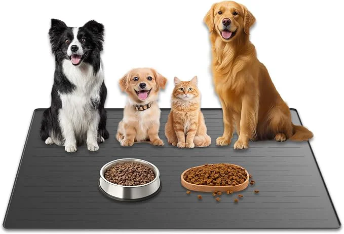 Versatile 48 x32 Extra Large Pet Food Mat 1.5MM Super Thick Silicone Dog Mats Refined