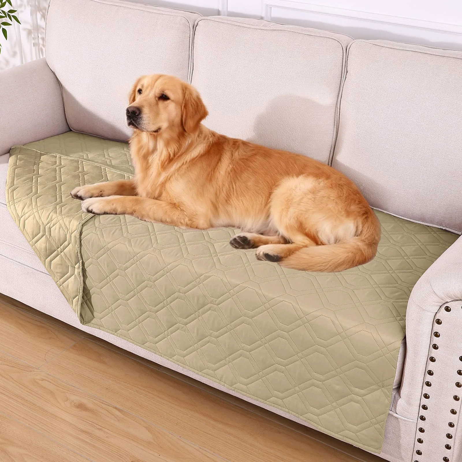 User-Friendly hyha Waterproof Dog Bed Blanket 40x70 – Dual Waterproof Reversible Taupe Couch Cover Washable Luxury