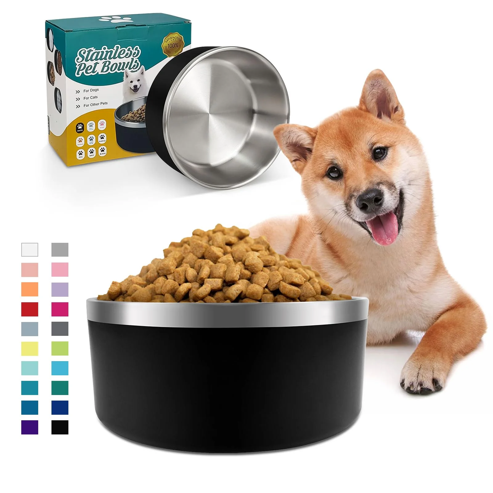 Traditional ikitchen Dog Bowl 64 Oz – Stainless Steel Insulated Non-Slip Fast