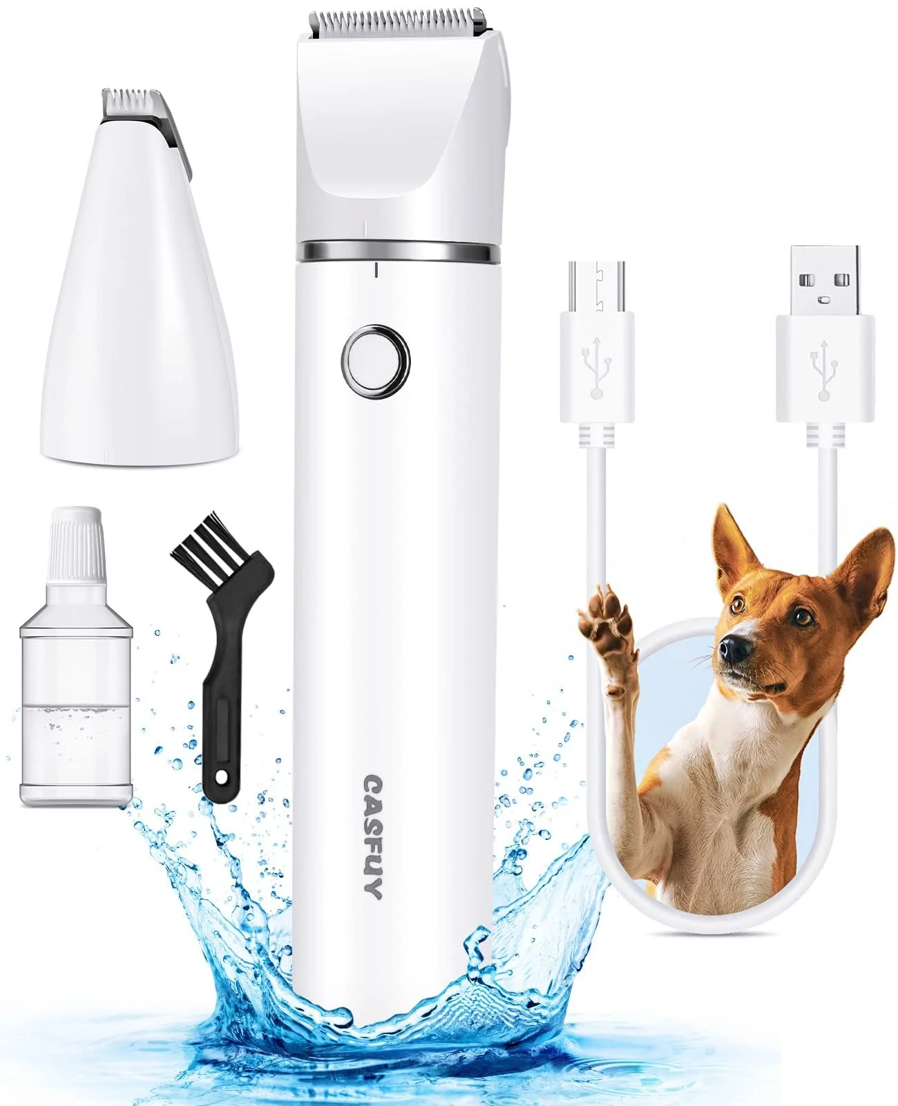 Lightweight Casfuy Cordless Dog Paw Trimmer - Low Noise USB Clippers for Small Pets Premium