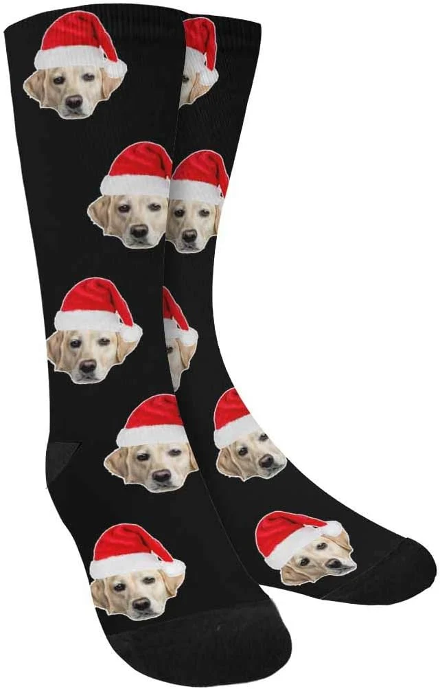 Natural Custom Face Socks Personalized Dog Lover Pet Photo Picture on Socks Unisex Smooth