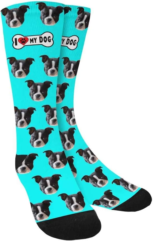 Minimalist Custom Face Socks Personalized Dog Lover Pet Photo Picture on Socks Unisex Authentic