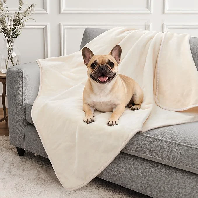 Refined LOOBANI Waterproof Dog Blanket for Couch Spill-Proof Puppy Blankets for Small Pure