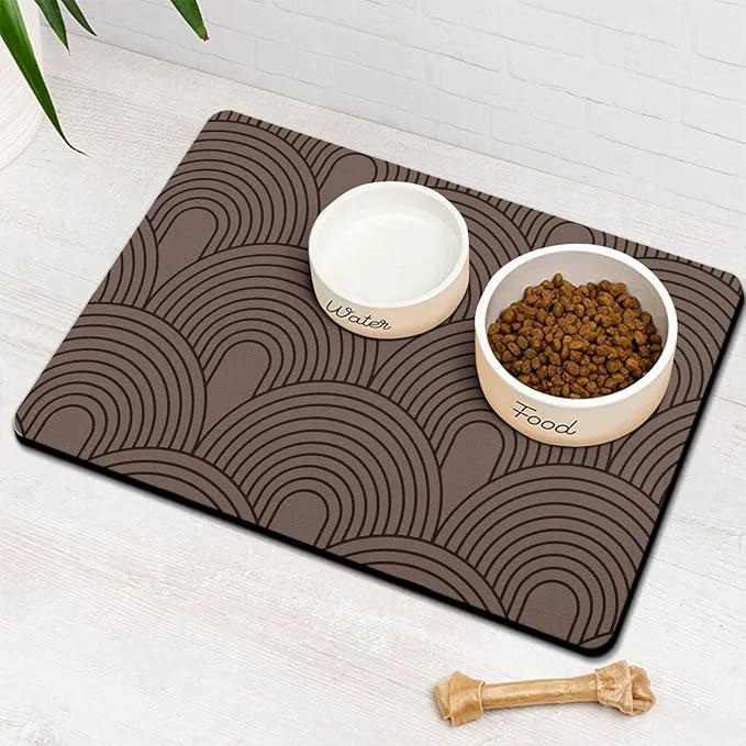 Durable Dog Food Mats for Floors Absorbent Pet Cat Food Mat Crafted