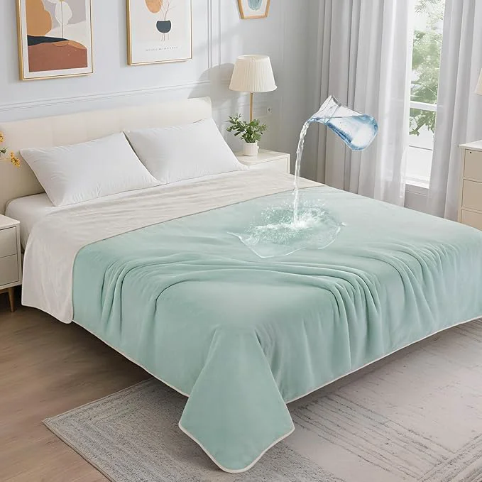 Minimalist LOOBANI Waterproof Blanket for Bed Reversible Soft Flannel Twin Bed Blanket High-Performance