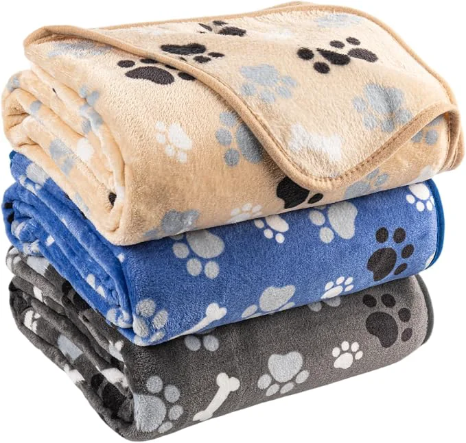 Superior Dog Blanket Paw Bone Pattern 1 Pack 3 Colorful 40 30 Super Soft Warm Flannel Healthy