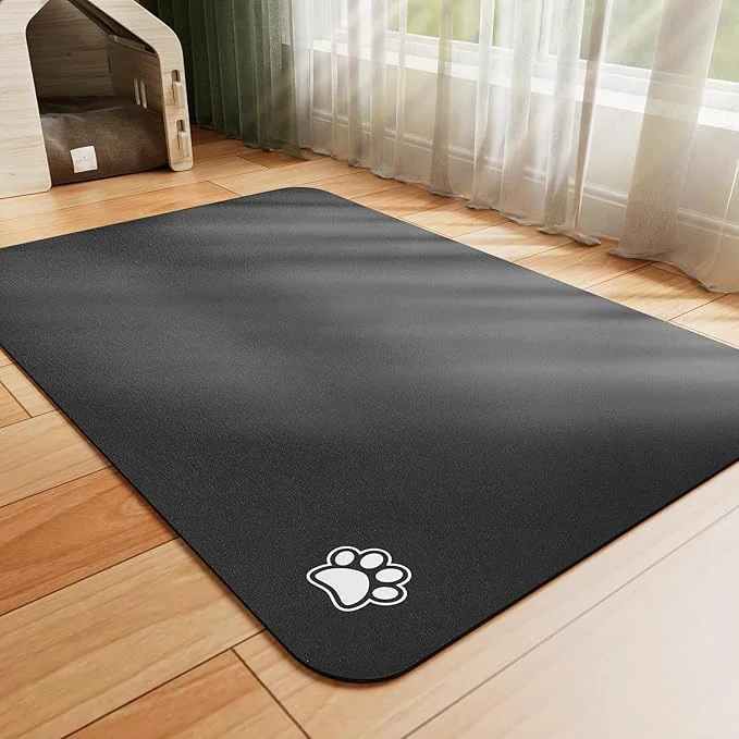 Effective Dog Food Mat - Absorbent Cat Mat for Food and Water No Stains Pet Feeding Bowl Mat Easy to Clean Pet Placemats Quick Dry Dog Water Dispenser Mat for Messy Drinkers Paw Black 18 x 28 About ThisOverview Refined