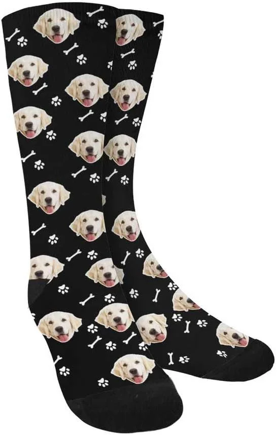 Premium Material Custom Face Socks Personalized Dog Lover Pet Photo Picture on Socks Unisex Natural
