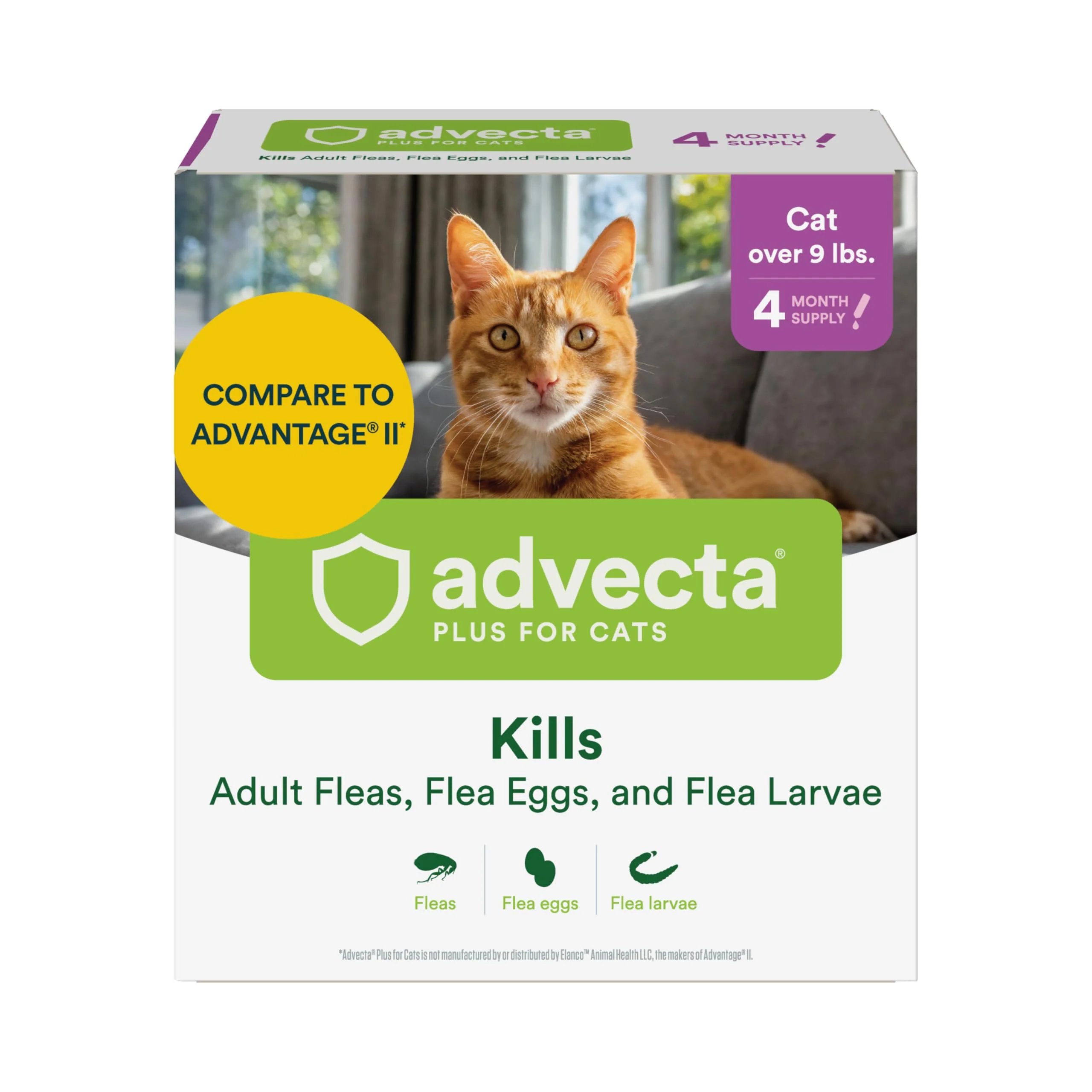 Efficient Advecta Plus Large Cat Flea Treatment – Fast-Acting Waterproof Drops for Cats Kittens 4-Month Supply Effective