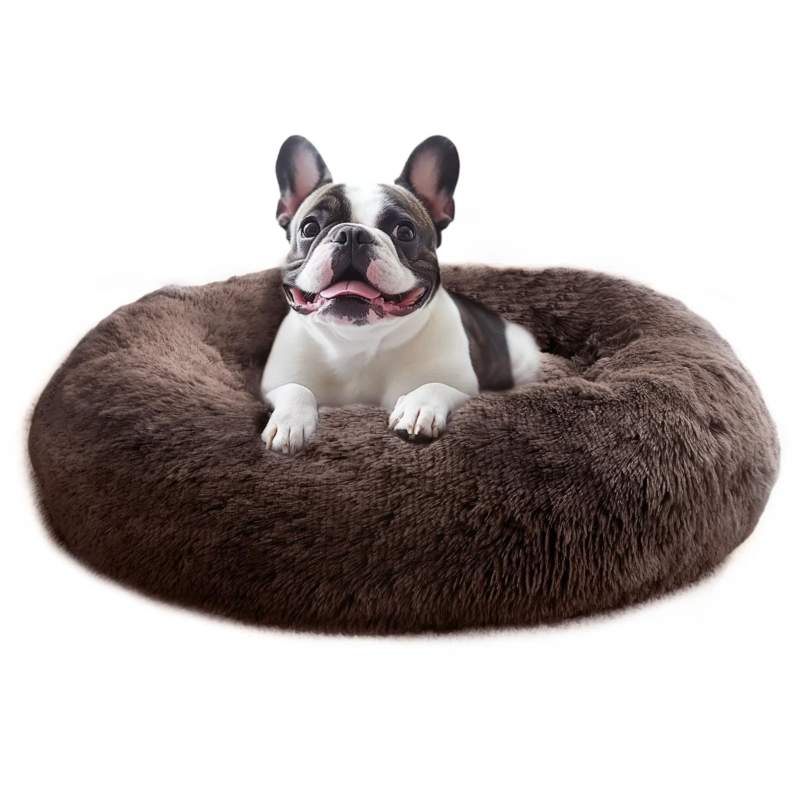 Natural JOLLYVOGUE Calming Donut Bed for Small Dogs Cats – 20-Inch Washable Bed Up to 15 lbs Green