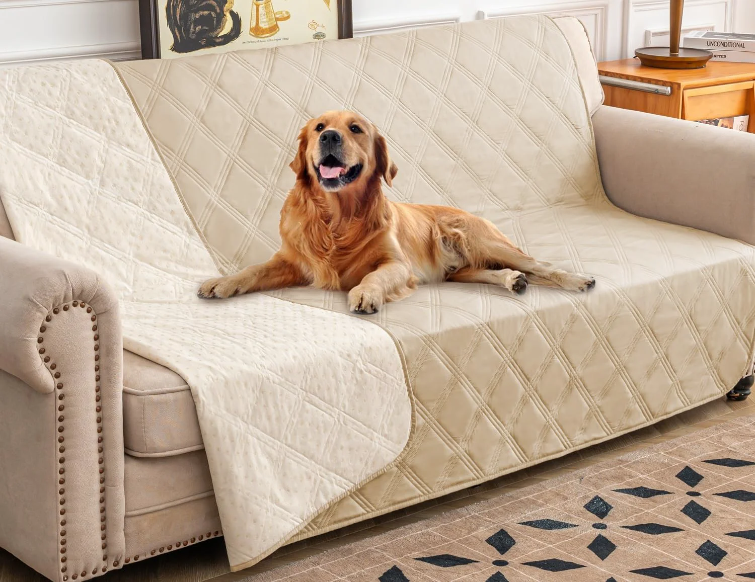 Verified Ameritex Waterproof Dog Bed Cover Blanket with Anti-Slip Back – Furniture Protector for Sofa Bed Couch Minimalist