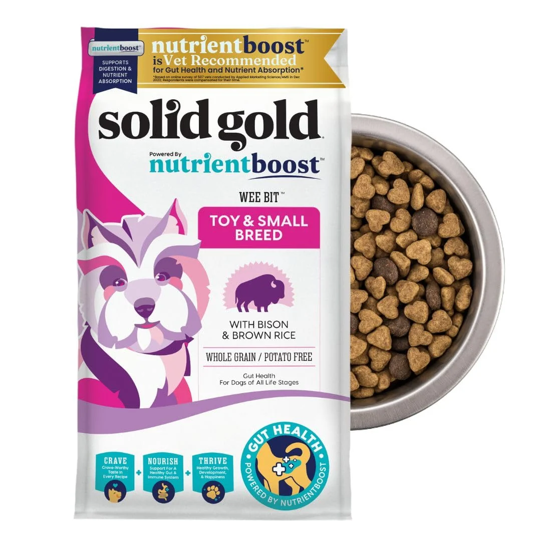 Unique Solid Gold Toy Small Breed Dry Food – Bison Potato- Kibble with Probiotics 3.75 lb Enhanced