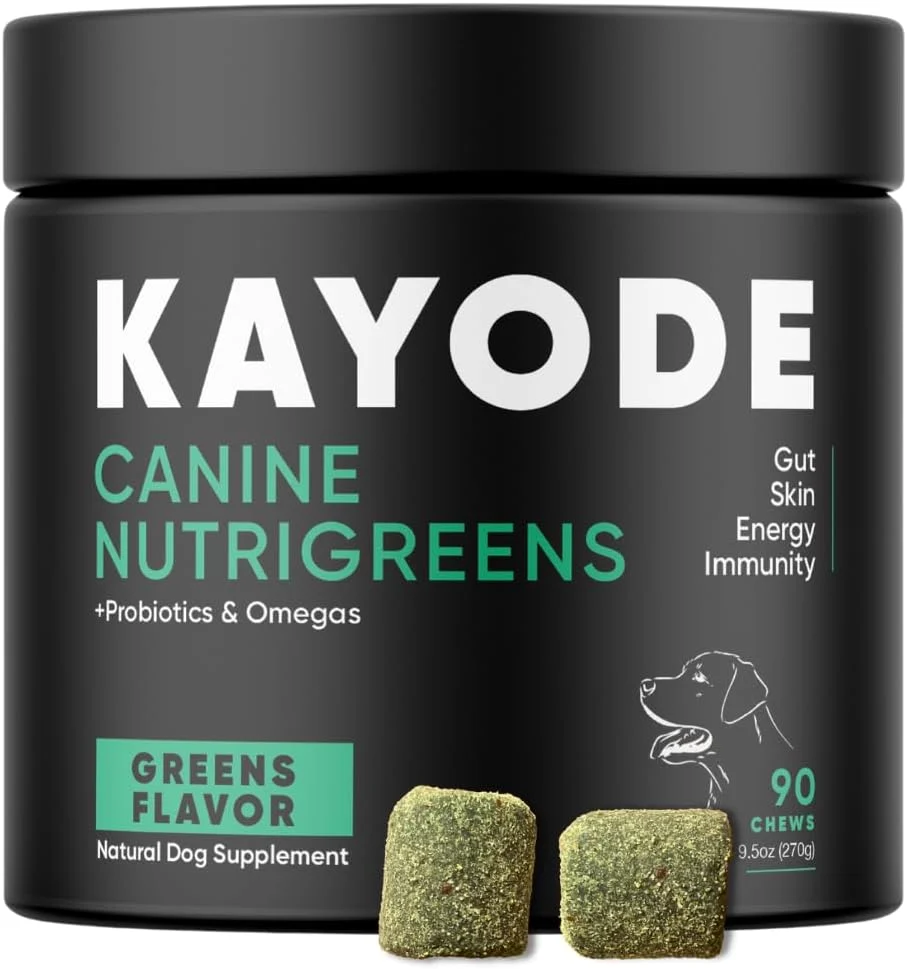 Unique Canine NutriGreens - Natural Dog Vitamins Probiotics for Dogs. No Messy Powder. Includes Spirulina Kelp Antioxidant Berry Mix. 6-in-1 Dog Supplements Vitamins Chews. Super Greens for Dogs. Safe