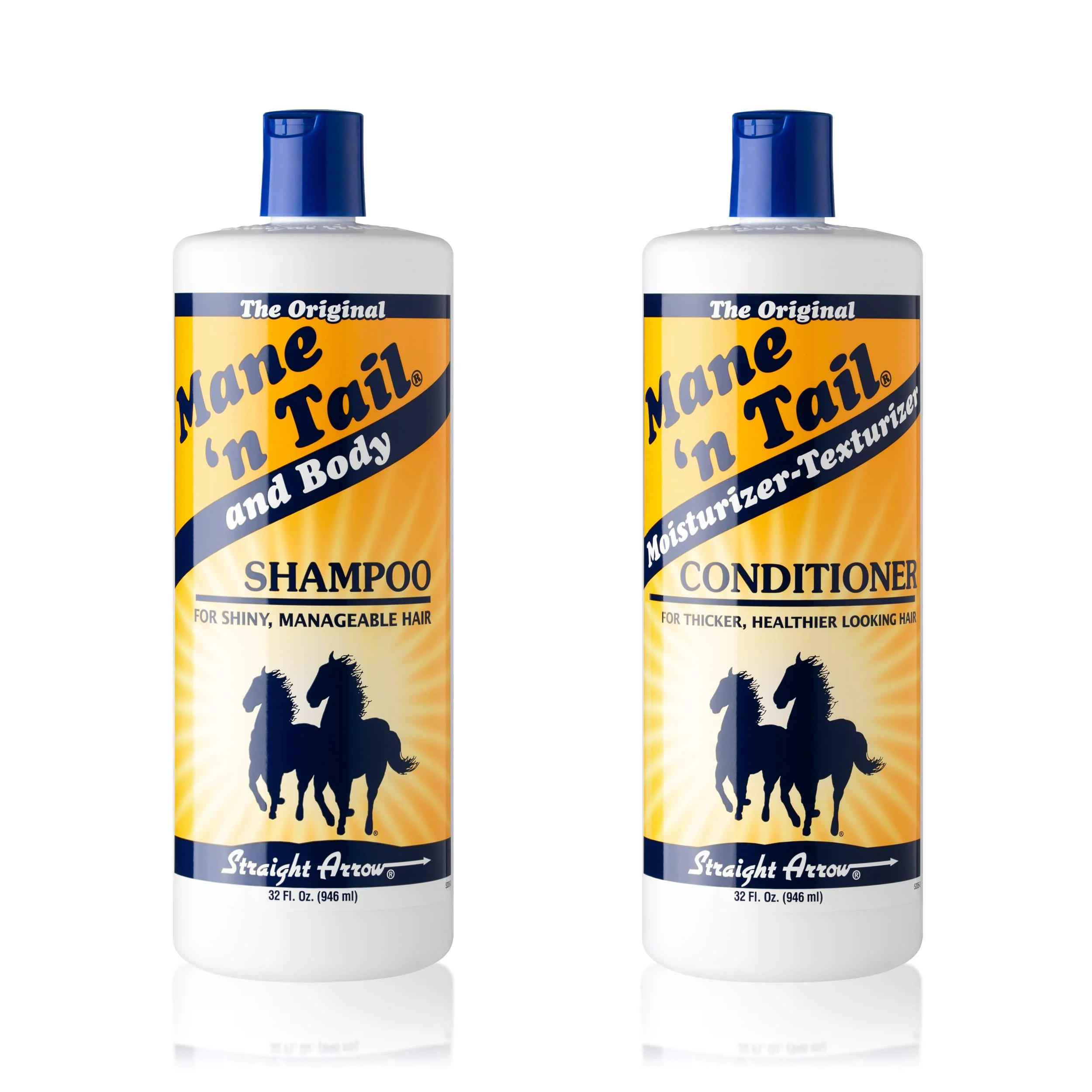 Fine Mane 'n Tail Shampoo Conditioner Combo Set 32 oz Each for Horses and Humans Down to the Skin Cleansing Conditioning Reliable