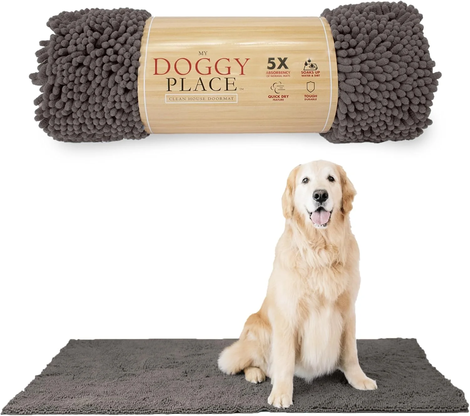 Trendy My Doggy Place Microfiber Dog Mat for Muddy Paws 60 x 36 Ash - Non-Slip Absorbent and Quick-Drying Dog Paw Cleaning Mat Washer and Dryer Safe - X-Large Runner Reliable