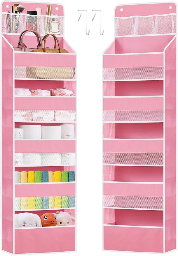 Sustainable Over the Door Organizers Storage - 5 Shelf Hanging Storage shelves Door Organizer with Pockets Anti Tilt 44 lb Load Behind Door Organizer for Bedroom Nursery Bathroom Kitchen Dorm Shoe - 1 Pack PinkAbout ThisOverview Excellent