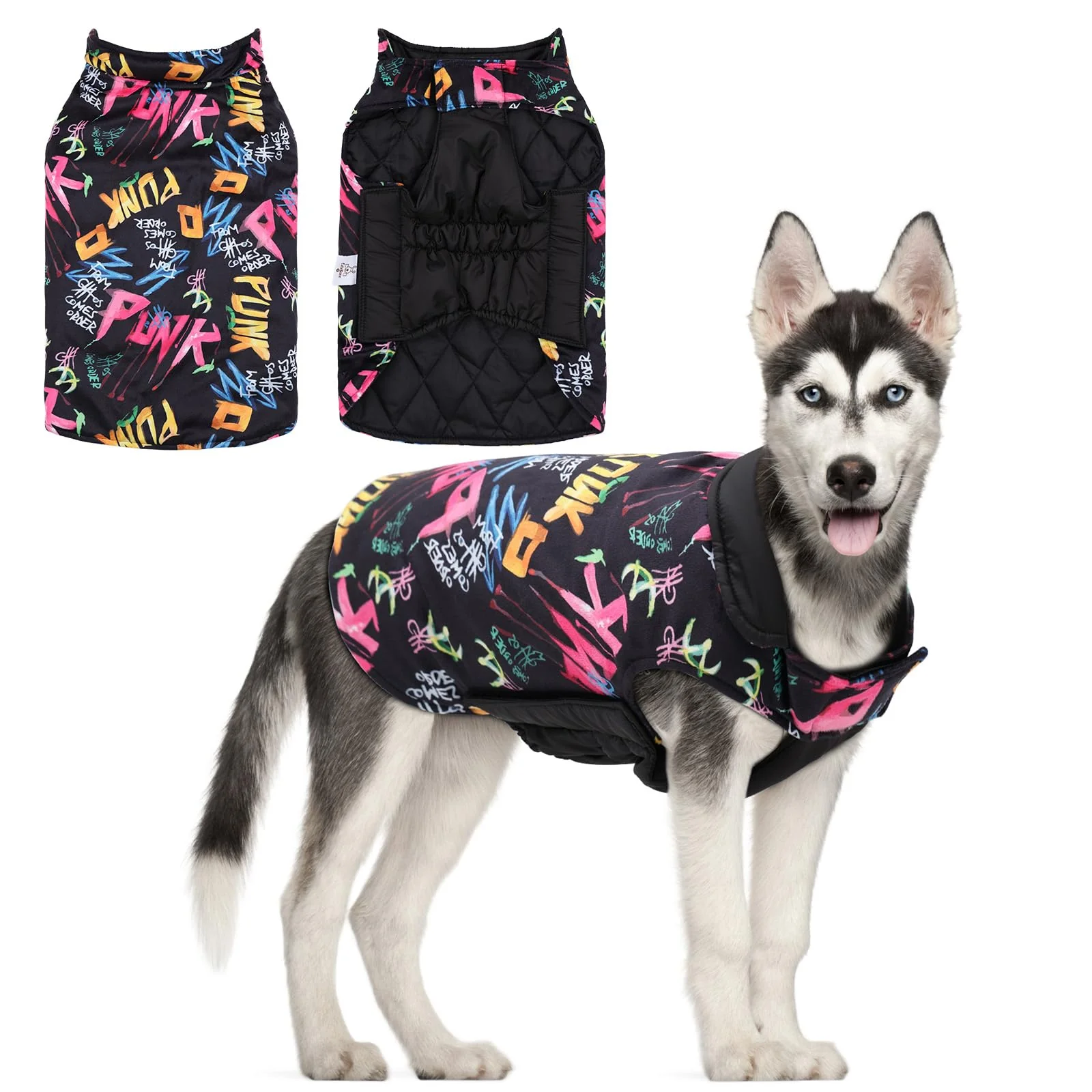 World-Class CuteBone Winter Dog Jacket GMF31XL – Waterproof Windproof Reversible Adjustable Natural