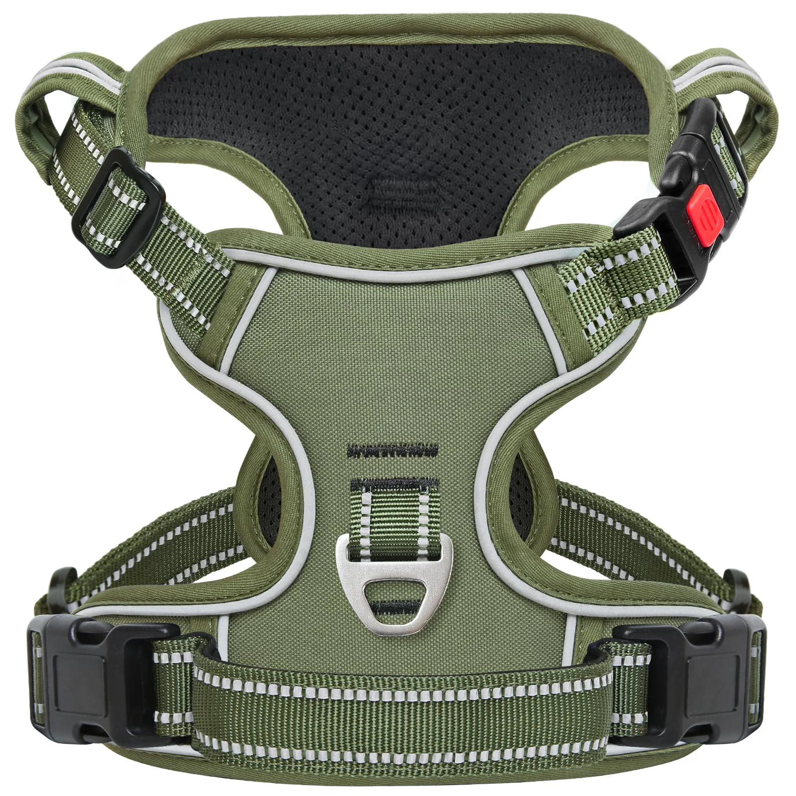 Advanced Timos Dog Harness Medium — No Pull Front Clip Neck Lockable Snap Reflective Vest Green M High-Grade