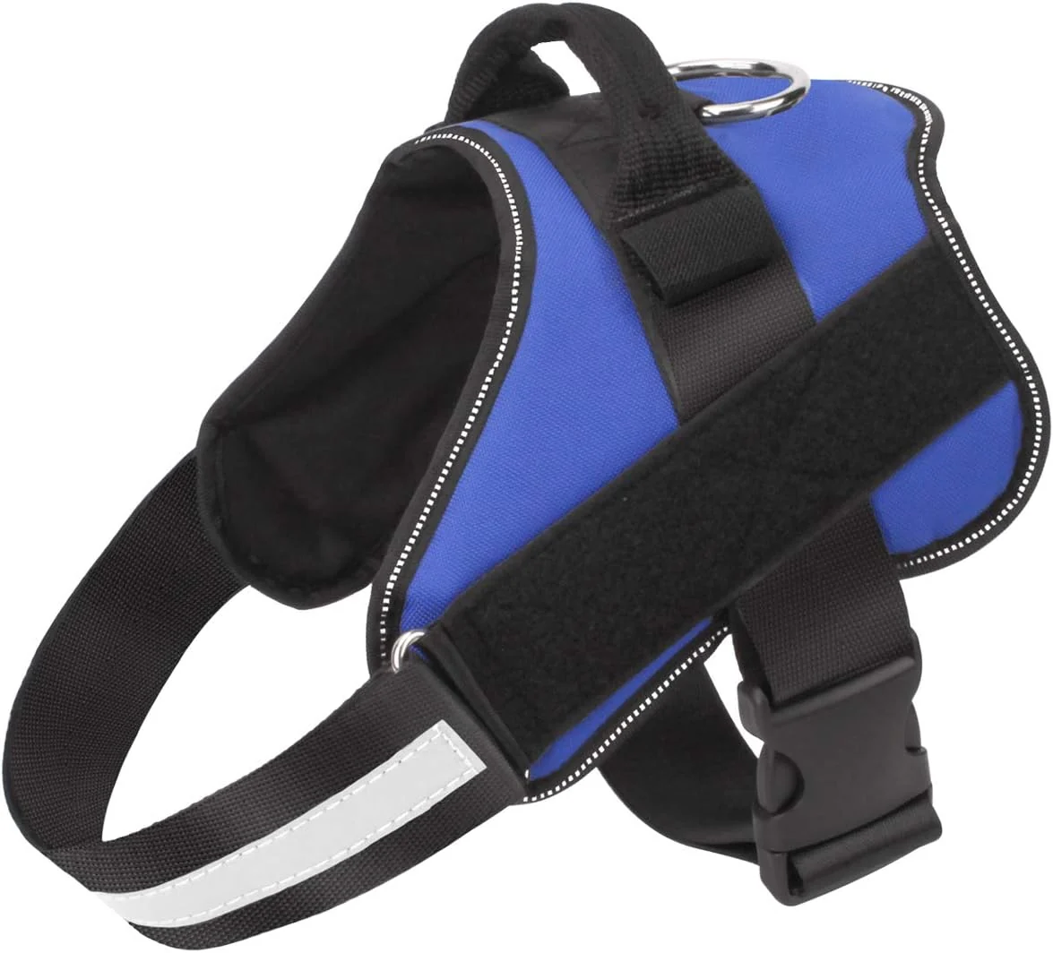 Certified Bolux Dog Harness No-Pull Reflective Dog Vest Breathable Adjustable Pet Harness with Handle for Outdoor Walking - No More Pulling Tugging or Choking Blue S Fine