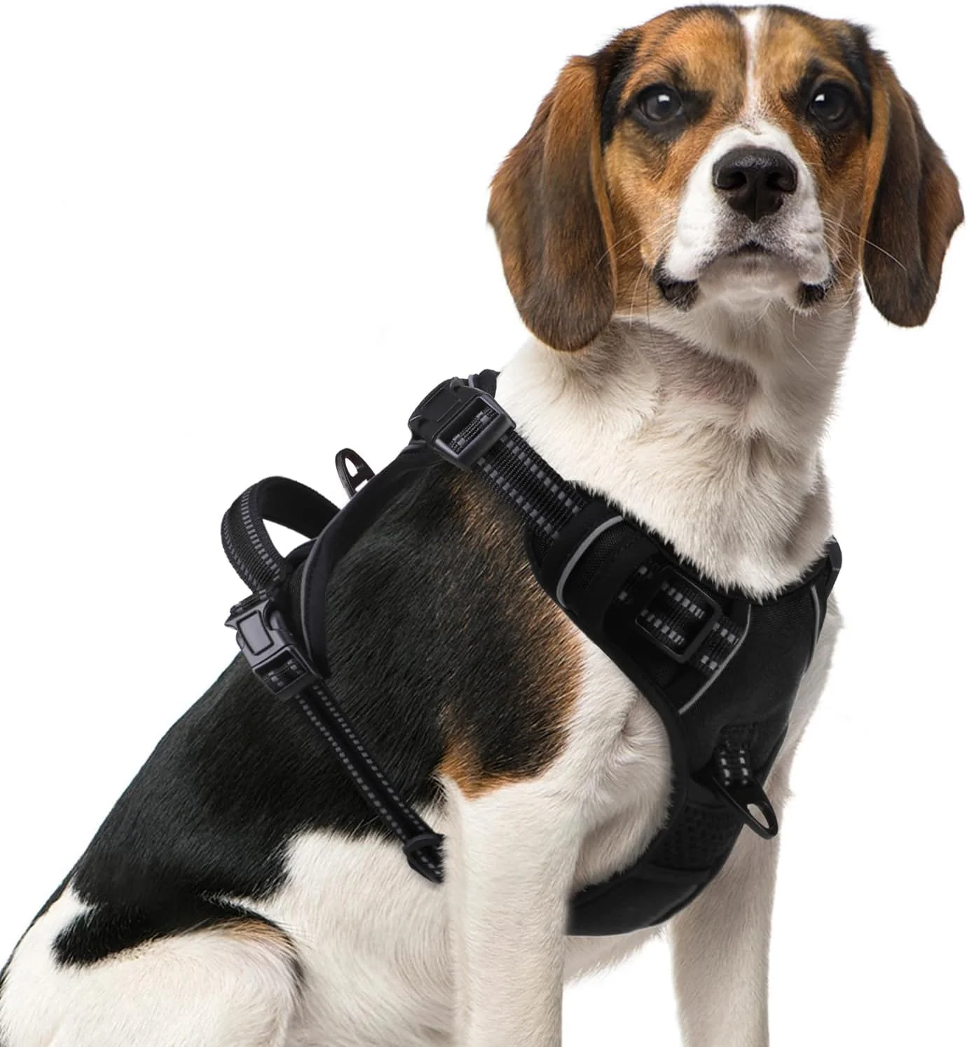 Clean PUPTECK No Pull Dog Harness Medium Sized Adjustable Reflective Dog Harness with Handle Easy Control Comfortable Soft Padded Pet Vest Harness for Medium Dogs Black M Minimalist