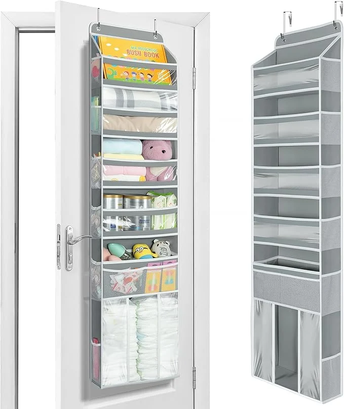 Carefully Designed Yecaye 6 Tier Over the Door Organizer with Detachable Bin Stuffed Animal Storage with Clear PVC Windows Door Organizer Hanging for Bedroom Nursery Closet Dorm Room Laundry Pantry Bathroom GreyAbout ThisOverview Safe