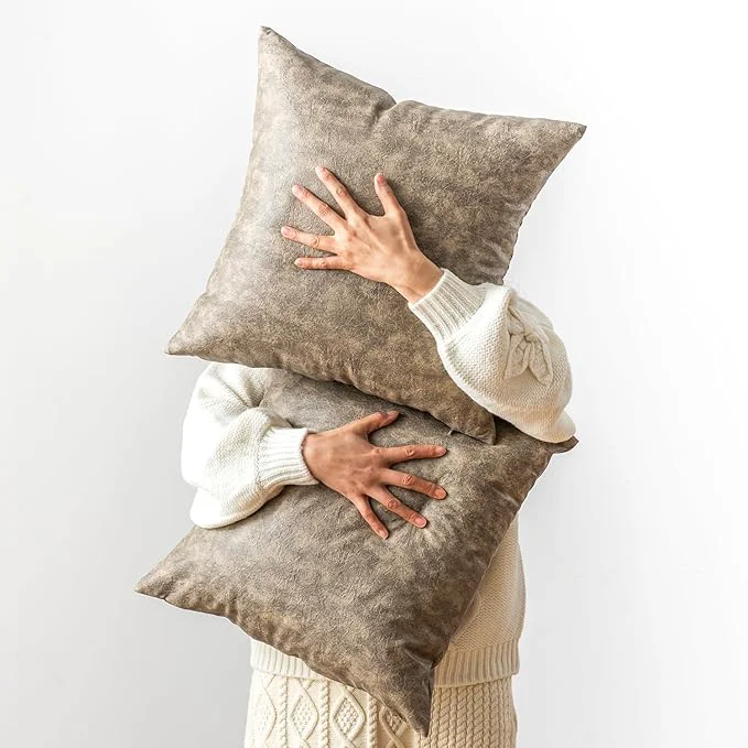 Outstanding Oversized Leather Pillow Covers Vintage Decorative Eco-Friendly