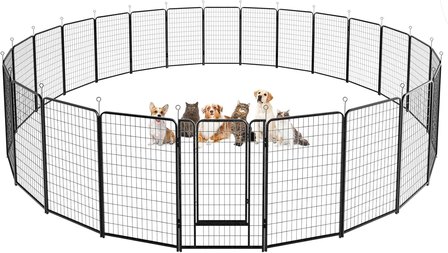 World-Class Dog Playpen Outdoor Extra Wide 24 Panels Heavy Duty Dog Fence 50 Height Anti-Rust with Doors Portable for RV Camping Yard Total 63FT 316 Sq.ft Snowy Black Prestigious