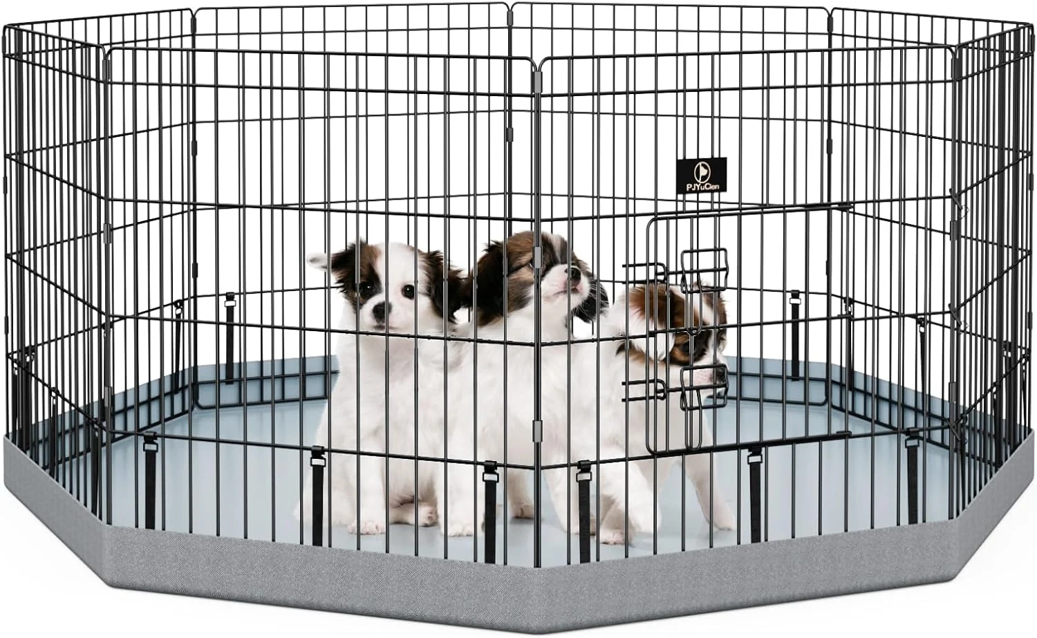 Consistent PJYuCien Dog Playpen 8 Panels 24 H Dog Pens Indoor with Bottom Pad Metal Foldable Pet Puppy Exercise Fence Crate Kennel Better for Small Animals Grey Efficient