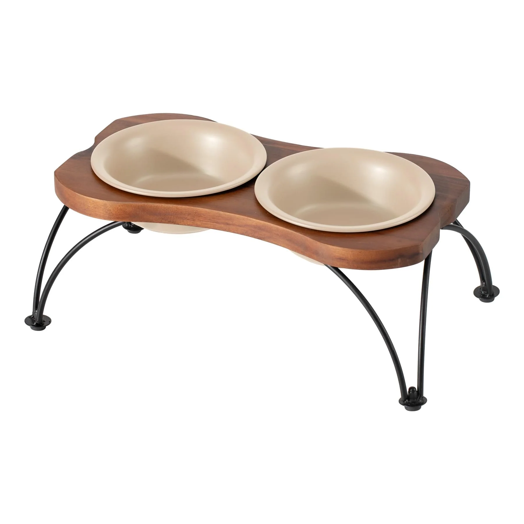 Professional Havniva Ceramic 6.3-inch Raised Double-Bowl Set with Non-Slip Stand – Small Dogs 1.5 Cup Food 15 oz Water Reusable