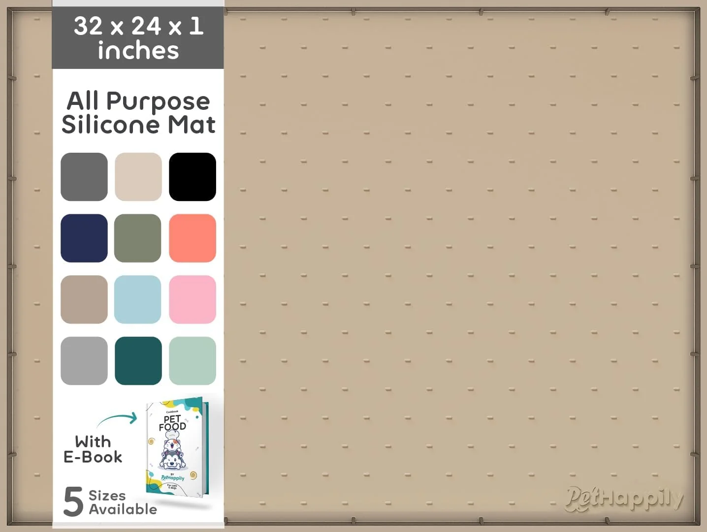 Innovative 32x24x1 XL Dog Food Mat - All Purpose Under Sink Liner Washer and Dryer Covers for The Top Silicone Griddle Mat for Blackstone - Raised Edges Dog Mat for Food and Water Prevent Spill Waterproof Powerful