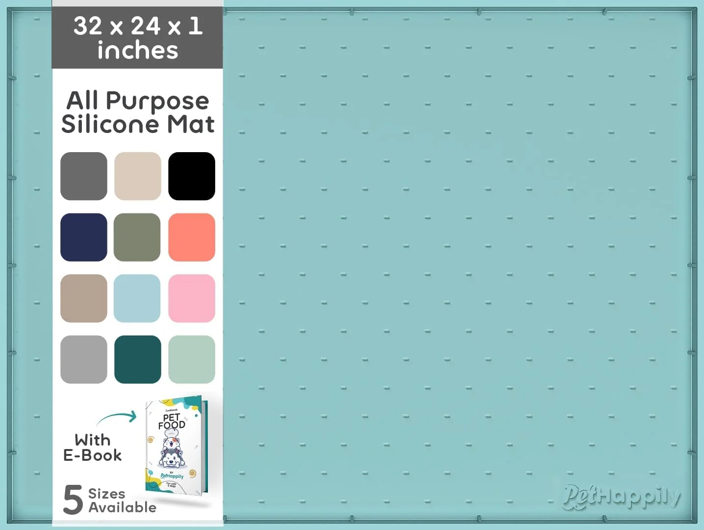 Innovative 32x24x1 XL Dog Food Mat - All Purpose Under Sink Liner Washer and Dryer Covers for The Top Silicone Griddle Mat for Blackstone - Raised Edges Dog Mat for Food and Water Prevent Spill Waterproof Refined