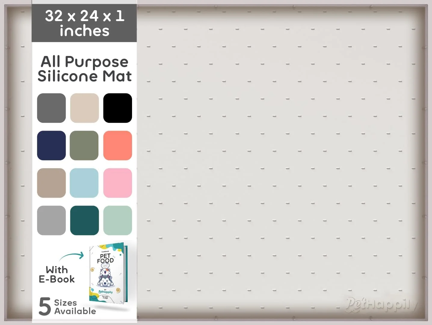 Carefully Designed 32x24x1 XL Dog Food Mat - All Purpose Under Sink Liner Washer and Dryer Covers for The Top Silicone Griddle Mat for Blackstone - Raised Edges Dog Mat for Food and Water Prevent Spill Waterproof Solid