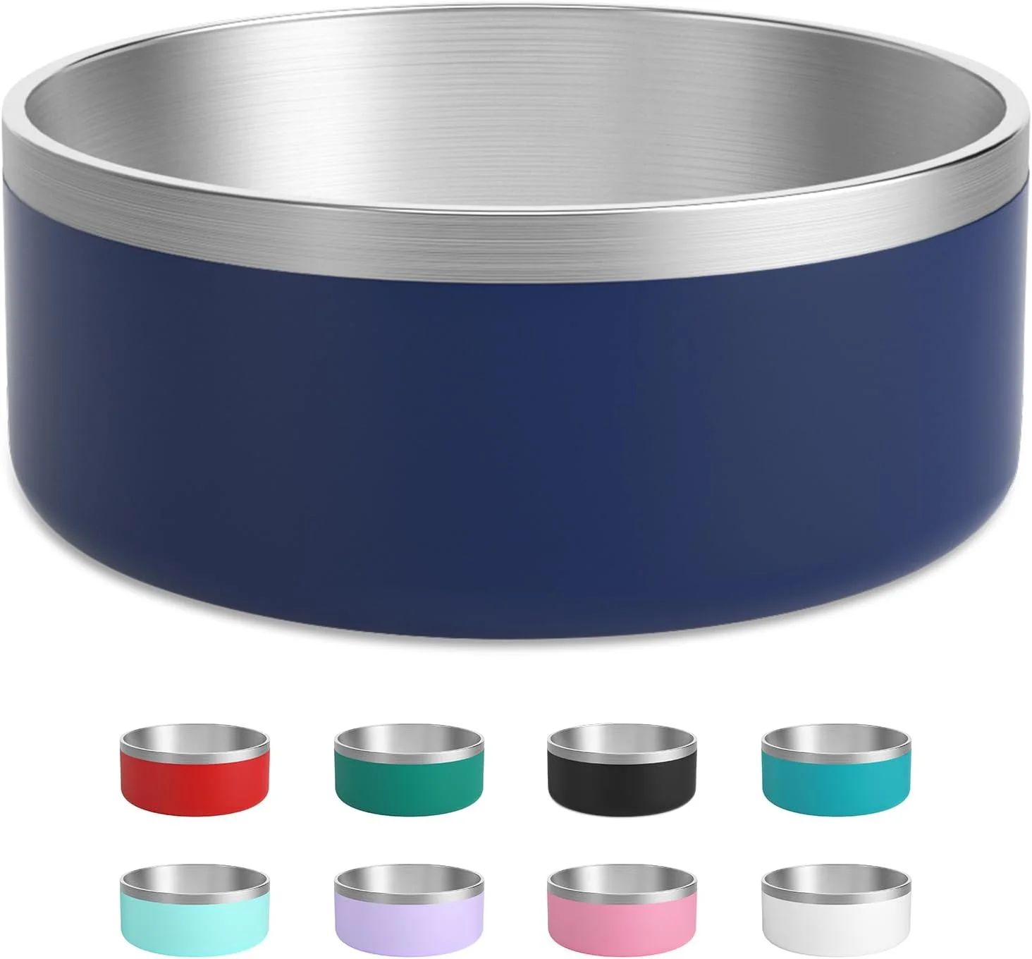 Original Stainless Steel Dog Bowl Metal Water and Food Dish for Large Dogs Insulated Non-Slip Pet Bowl Easy Clean 64oz Blue Natural