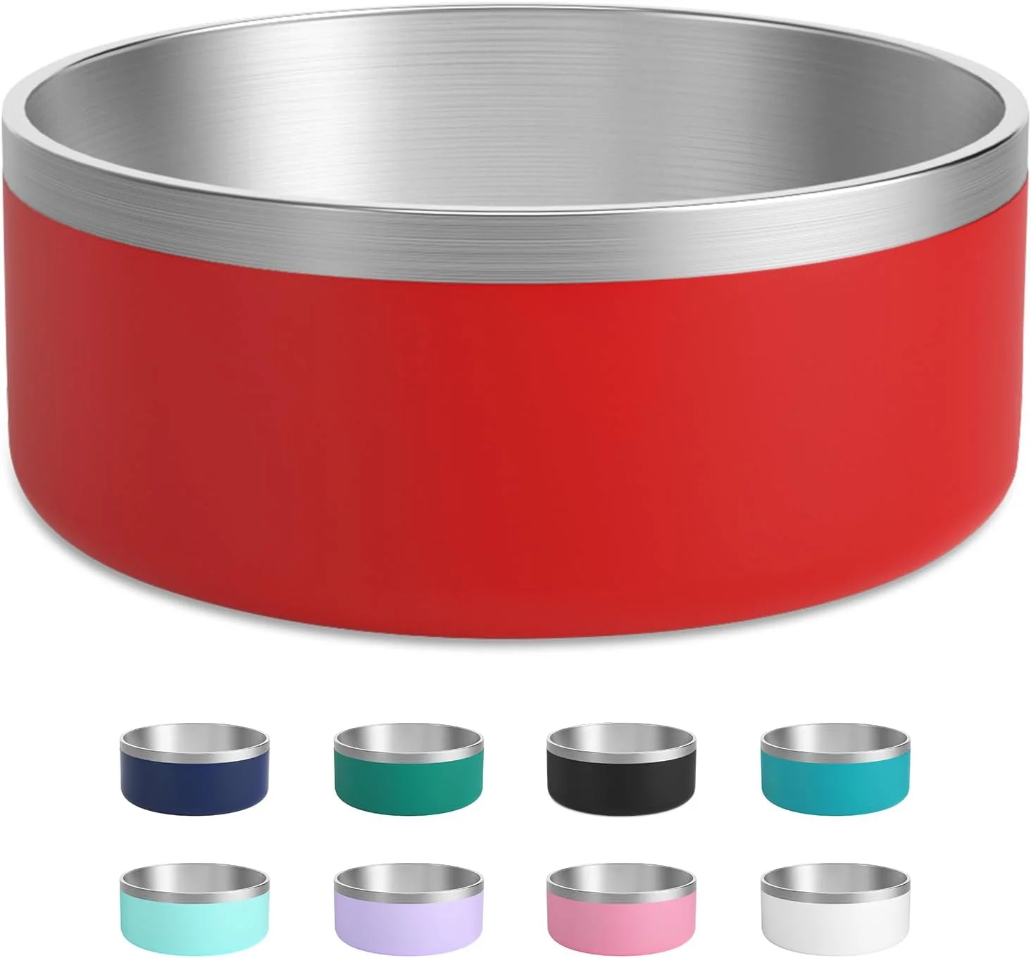 Comfortable Stainless Steel Dog Bowl Metal Water and Food Dish for Large Dogs Insulated Non-Slip Pet Bowl Easy Clean 40oz Red Official