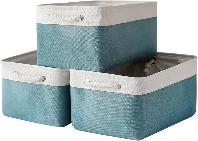Classic TheWarmHome Storage Bins - Large 3 Pack 15.7x11.8x8.3 in Fabric Storage Baskets for Organizing Shelves Large Basket Closet Organizer for Home Decor Shelf Baby Toy Laundry White Green About ThisOverview Exceptional